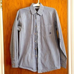 Ariat Pro Series Navy Stripe Button Down Long Sleeve Rodeo